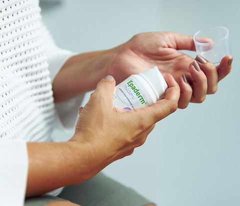 Women holding Epaderm 50g cream in her hands