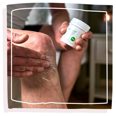 Man applying Epaderm Ointment to his knee