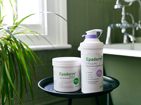 Epaderm Cream and Ointment next to bath