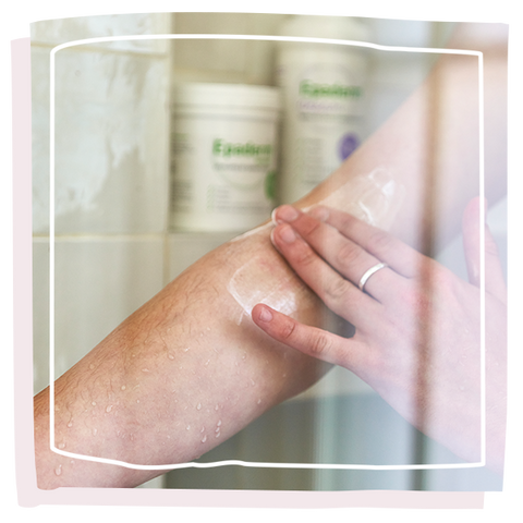 man arm in show with Epaderm cream on it 